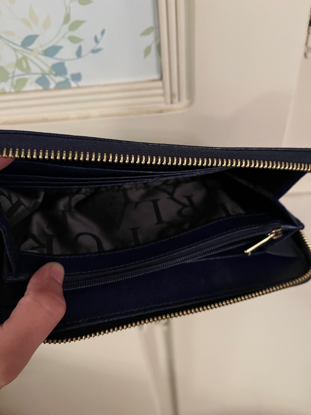 Furla Navy Saffiano Leather Zip Wallet - Picture 4 of 9